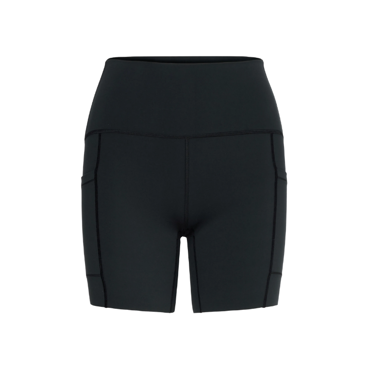 New Balance Sleek Pocket High Rise Short 6" Womens Black - Frontrunner Colombo